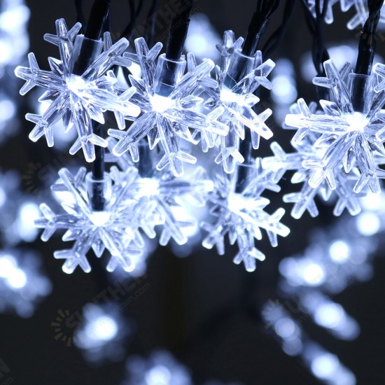 Snowflake String Lights Snow Fairy Garland Decor Solar Power LED for Christmas Tree New Year Room Decoration