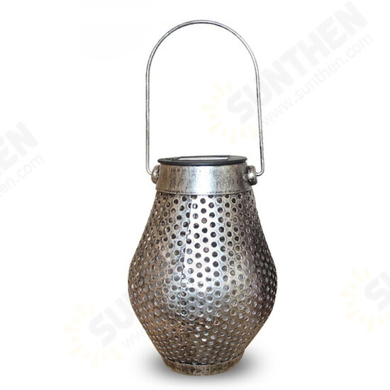 Solar LED Hanging Light Retro Hollow Lantern Outdoor Garden Yard Decoration Lamp