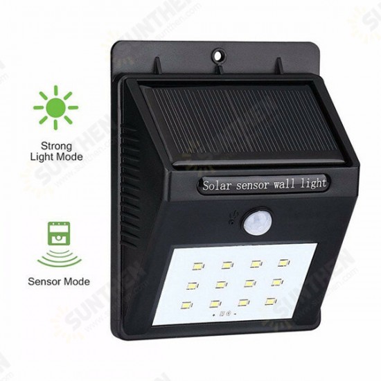 Solar Power Garden Light 12LED Motion Sensor Wall Light Auto Waterproof Outdoor Lamp