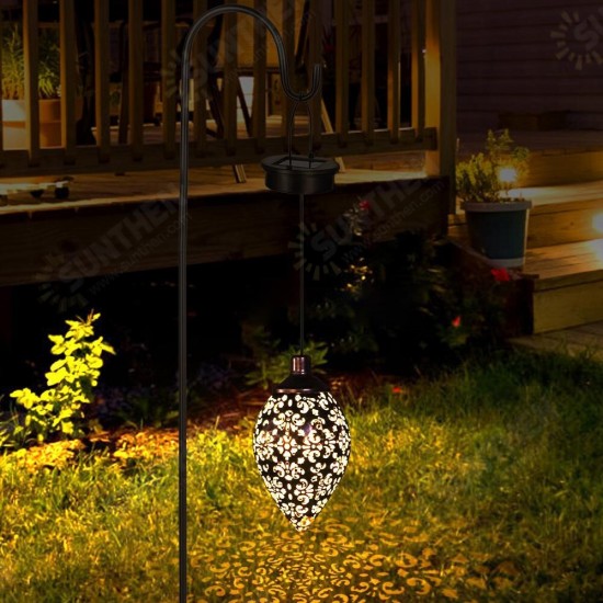 Solar Powered LED Light Lantern Hanging Outdoor Lamp Olive Shape Design Sensitive Light Sensor Control for Patio Courtyard Balcony Porch Yard