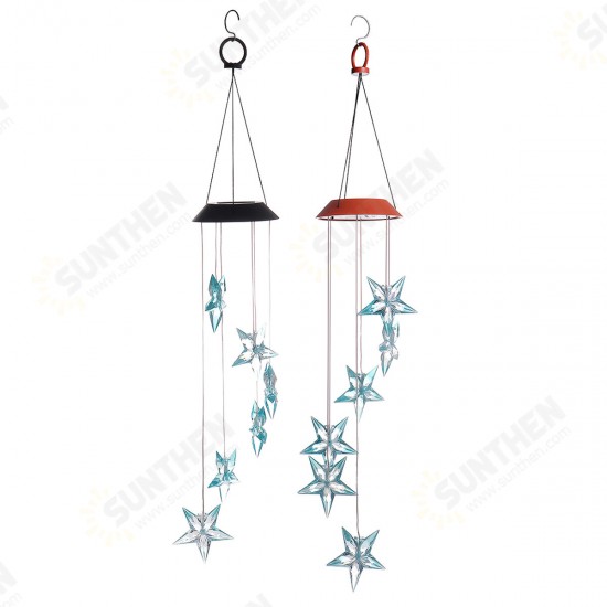 Solor Powered Star Wind Chime Light Outdoor Garden Waterproof Hanging Lamp Decor