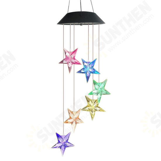 Solor Powered Star Wind Chime Light Outdoor Garden Waterproof Hanging Lamp Decor