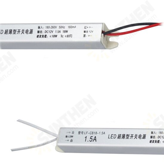 Ultra Thin LED Driver Power Supply AC180-260V To DC12V 18W/24W/36W/48W/60W/72W Lighting Transformer