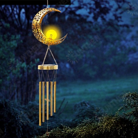 Wind Bell LED Solar Powered Lamp Home Outdoor Indoor Decor Gift Moon Sun Star