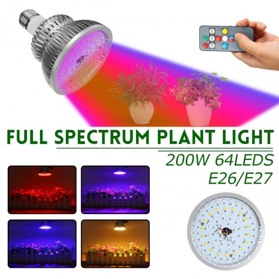 200W E27/E26 LED Plant Grow Light Hydroponic Full Spectrum Bulb Indoor Lamp