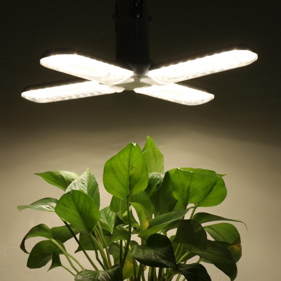 AC110-265V 50W 2835 Four-Leaf Foldable E27 240 LED Grow Light Bulb With Lamp Holder Clip for Vegetables Growth