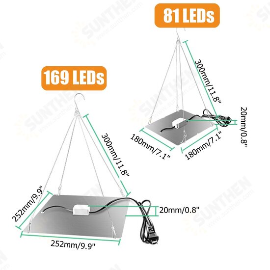 Ultra Thin 81/169LEDs Plant UV Grow Light Full Spectrum Veg Lamp For Indoor Hydroponic Plant Flower 110-240V