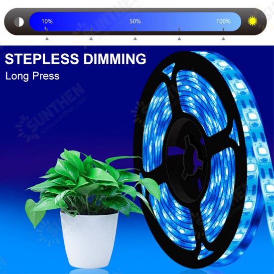 0.5/2/3M IP65 Waterproof LED Grow Light Strip Plant Growing Lamp Touch Control Ice Blue Light