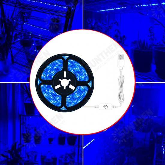 0.5/2/3M IP65 Waterproof LED Grow Light Strip Plant Growing Lamp Touch Control Ice Blue Light