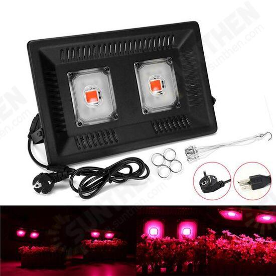 100W Waterproof Full Spectrum LED Grow Light Double Head Hangable COB Plant Lamp 110/220V