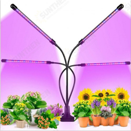 18W/20W/27W 2/3/4 Heads USB LED Plant Growing Light Clip-on Flexible Lamp with Remote Control DC5V