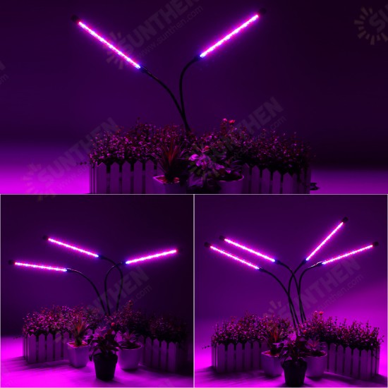 18W/20W/27W 2/3/4 Heads USB LED Plant Growing Light Clip-on Flexible Lamp with Remote Control DC5V