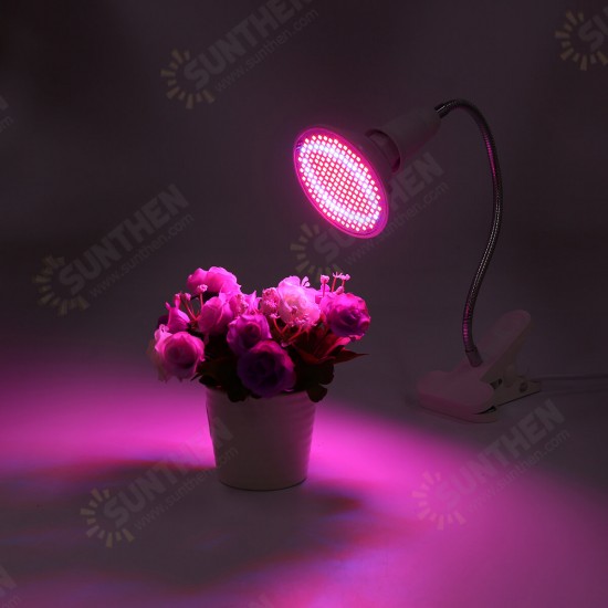 20W 200LED Plant Grow Light Flexible Flower Lamp Clip Holder with Switch for Greenhouse Indoor AC100-240V