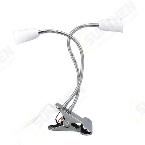 30CM Adjustable Dual Head Clip Lampholder Bulb Adapter with On/off Switch for E27 LED Grow Light