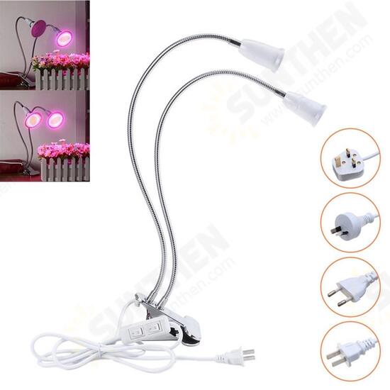 30CM Adjustable Dual Head Clip Lampholder Bulb Adapter with On/off Switch for E27 LED Grow Light