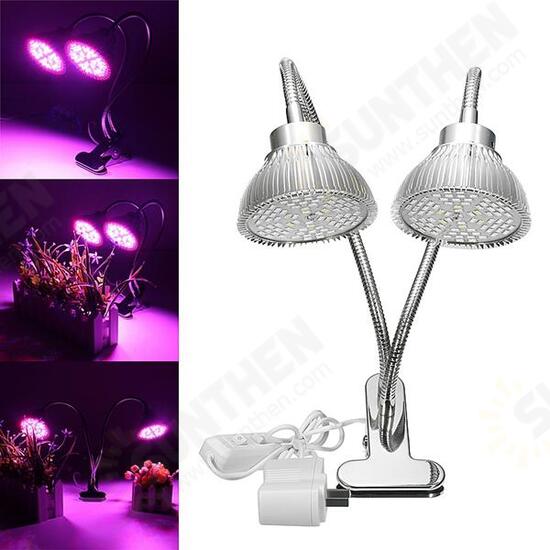 30W Flexible Clip-on Hydroponics Plant LED Dual Grow Light Full Spectrum Flower Lamp