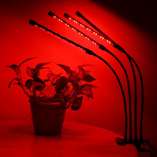 4 Head 40W Full Spectrum LED Grow Light Flexible Pot Plant Flower Vegetable Growing Lamp with Timer Function