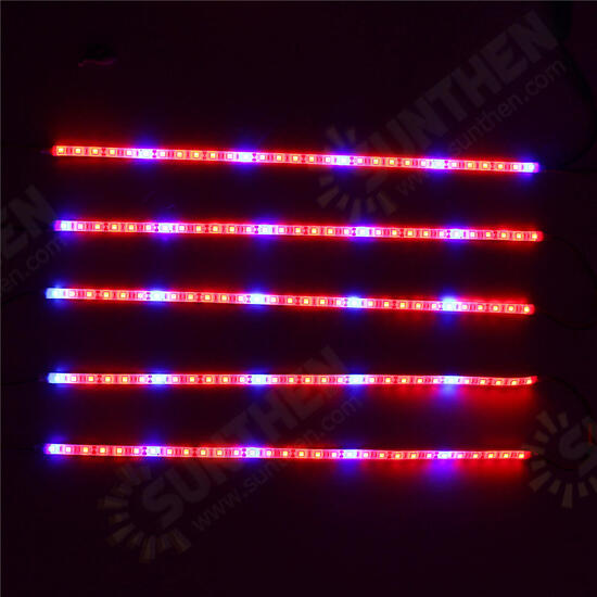 5PCS 50CM 5050 Waterproof LED Grow Light Strip Lamp+ Power Adpater for Veg Flower Plant DC12V