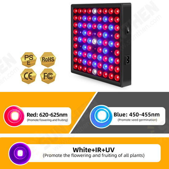 AC85V~265V 81LED/169LED Full Spectrum Grow Light Plant Light with Hanging Kit for Greenhouse Farms