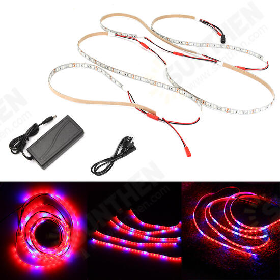 DC12V 5PCS 50CM SMD5050 LED Strip Grow Light Hydroponic Indoor Veg Plant Lamp Kit + Power Adpater