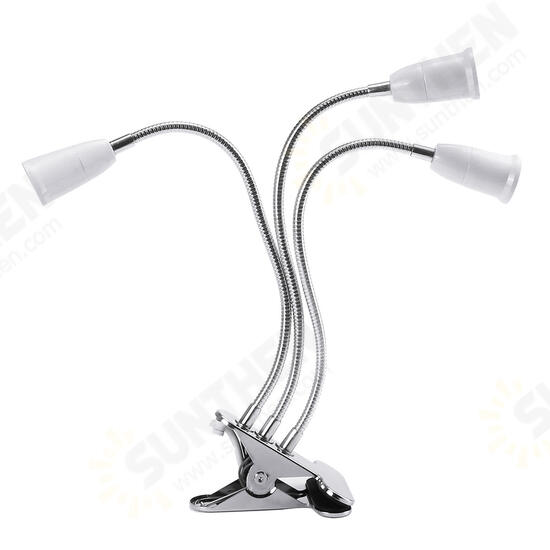 E27 Three Heads Bulb Adapter Lampholder Socket Clip With Switch for Grow Plant Light Bulb