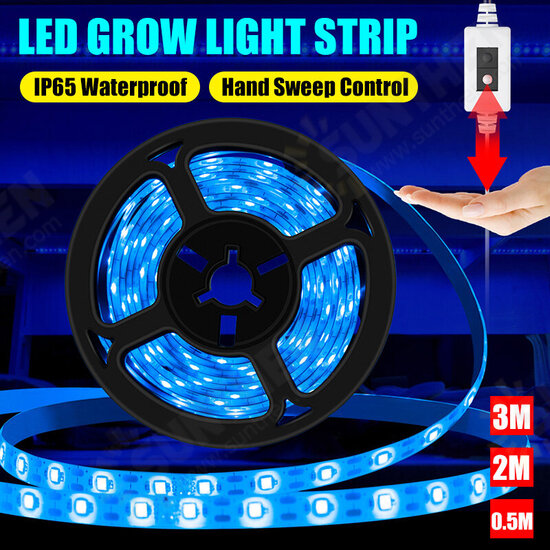 USB Hand Scan Sensor Grow Light Strip Grow Ice Blue Spectrum 0.5/2/3M LED Phyto Lamp Plants Flowers Greenhouse Hydroponic NoWaterproof/IP65 Waterproof