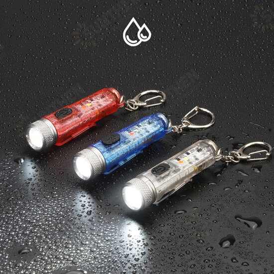 M300 GITD-Green Self-luminous 400LM 6500K EDC Keychain Flashlight with RGB Sidelight, Magnetic Tail Repair Work Lamp Type-C Rechargeable Mini UV Flashlight