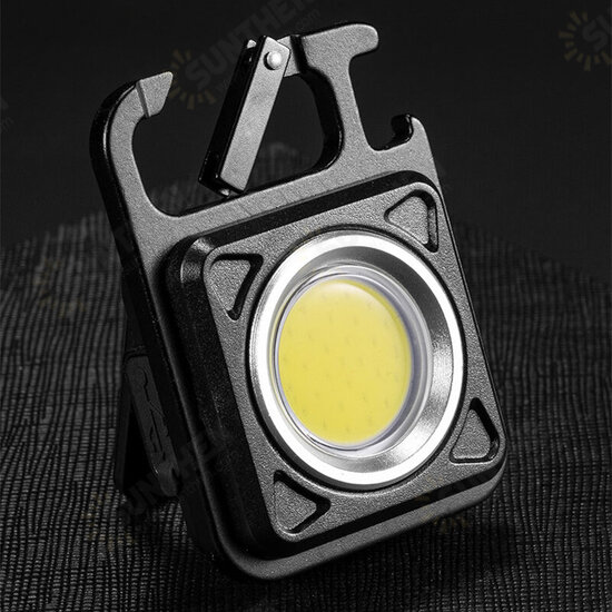 3-in-1 500 lumen Mini Keychain Light+ Bottle Opener Magnetic Attraction Type-C Charing Mini EDC Work Lamp With Hook & Adjustable Stand