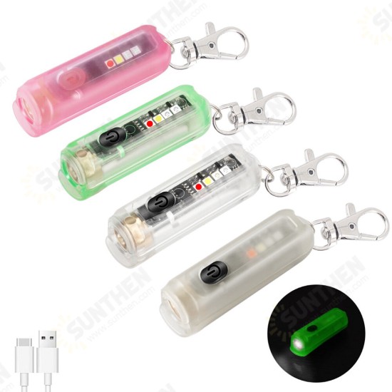 M600 LH351B LED Keychain Flashlight With RGB Color Light & Clip Strong Light Type-C Rechargeable EDC Mini Torch Portable Clip Lamp