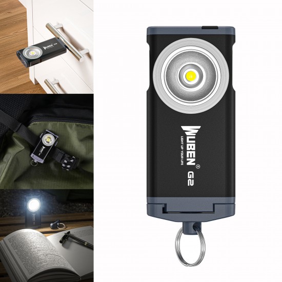 G2 P9 500LM Quick-release EDC LED Keychain Flashlight Magnetic Tail Type-C Charging Super Wide-angle Floodlight Keychain Lamp Work Light With Back Clip