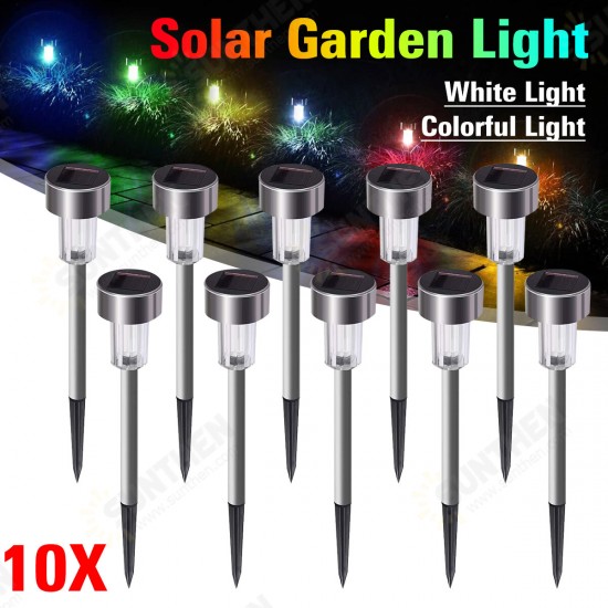 10PCS Stainless Steel Solar Powered LED Lawn Light Outdoor Home Garden Decorative Lamp