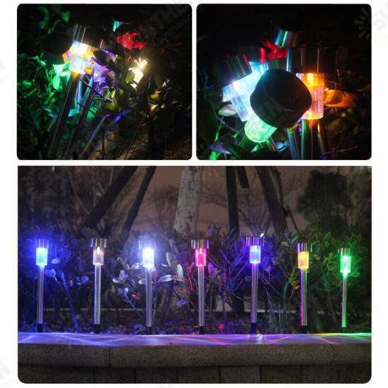 10PCS Stainless Steel Solar Powered LED Lawn Light Outdoor Home Garden Decorative Lamp