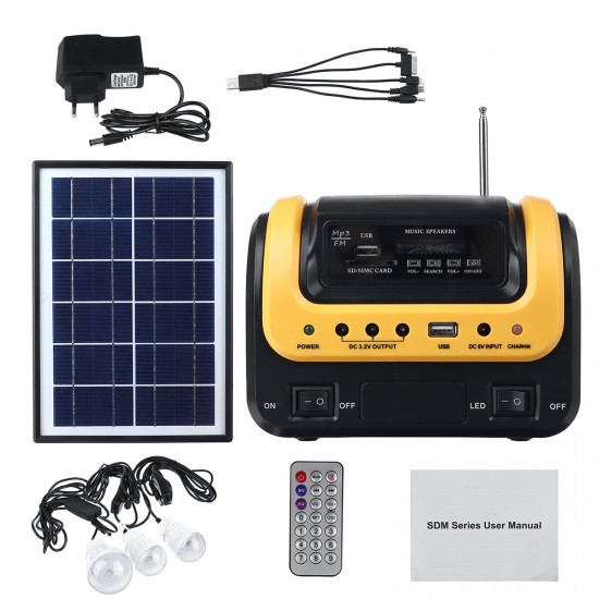 10W Solar Light Bluetooth Radio Solar LED Light Bulbs Solar System Home Solar Small System for Garden Light
