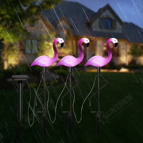 1/3Pcs Pink Flamingo Lawn Patio Yard Walkway Garden Stake Landscape Path Solar