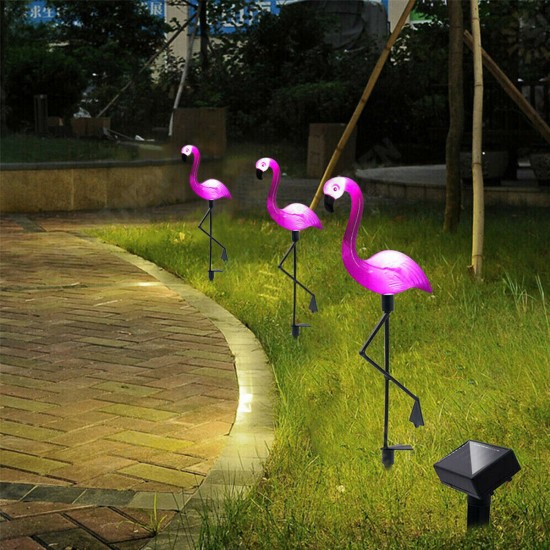 1/3Pcs Pink Flamingo Lawn Patio Yard Walkway Garden Stake Landscape Path Solar