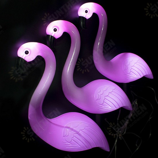 1/3Pcs Pink Flamingo Lawn Patio Yard Walkway Garden Stake Landscape Path Solar