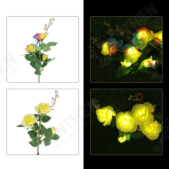 1PC/2PCS LED Solar Lawn Light Simulation Flower Lamp Discoloration Ball-flower Outdoor Yard Lighting