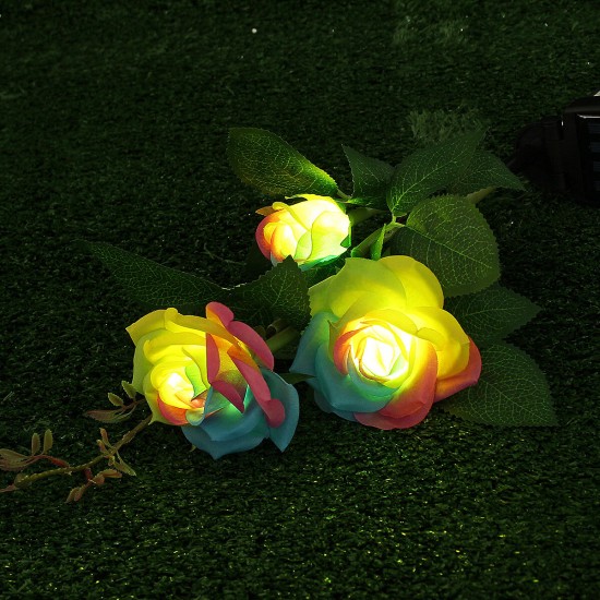 1PC/2PCS LED Solar Lawn Light Simulation Flower Lamp Discoloration Ball-flower Outdoor Yard Lighting