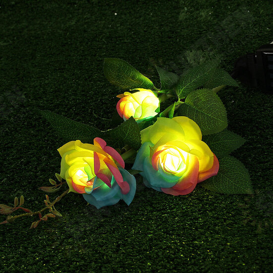 1PC/2PCS LED Solar Lawn Light Simulation Flower Lamp Discoloration Ball-flower Outdoor Yard Lighting