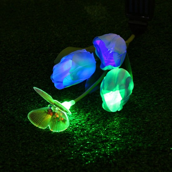 1PC/2PCS Solar Powered LED Lawn Light Colorful Flower Tulip Outdoor Yard Garden Lamp for Outdoor Home Street