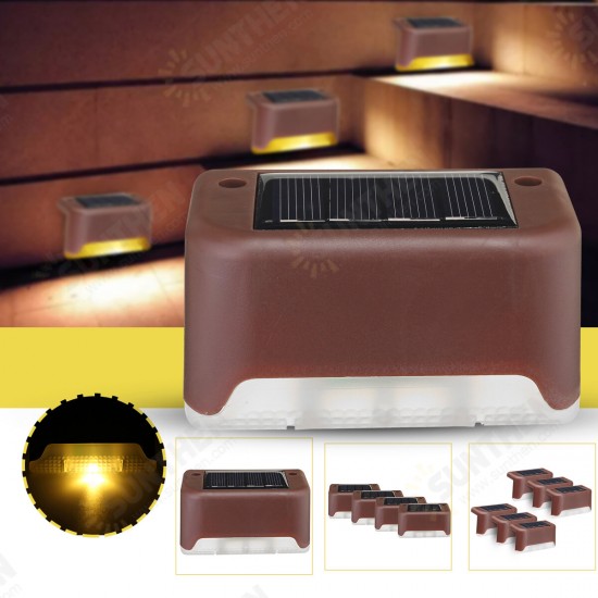 1PC/4PCS/6PCS Solar Powered LED Deck Light Warm White Outdoor Path Garden Stairs Step Fence Wall Lamp