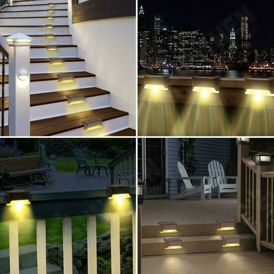 1PC/4PCS/6PCS Solar Powered LED Deck Light Warm White Outdoor Path Garden Stairs Step Fence Wall Lamp