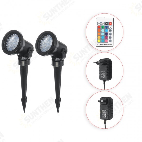 2Pack Waterproof 6W LED Lawn Lights Garden Landscape Pathway Outdoor Wall Spotlights for Yard Lawn Pathway RGB Multicolor Light With Remote Control