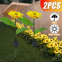 2 Pcs Sunflower Outdoor Solar Power LED Flower Light Waterproof Chrysanthemum Flower Stake Lamp Home Garden Yard Lawn Path Decor 2 Pcs Sunflower Outdoor Solar Power LED Flower Light Waterproof Chrysanthemum Flower Stake Lamp Home Garden Yard Lawn Path Decor