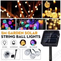 20 LEDs Solar String Ball Lights Garden Decor Lamp Outdoor Waterproof Warm White / Multi-Color 20 LEDs Solar String Ball Lights Garden Decor Lamp Outdoor Waterproof Warm White / Multi-Color