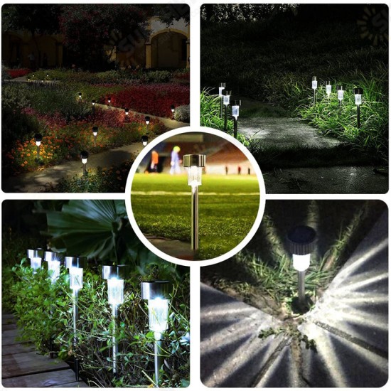 24PCS LED Solar Lawn Path Light Stainless Steel Waterproof Garden Landscape Lamp for Home Street Decor