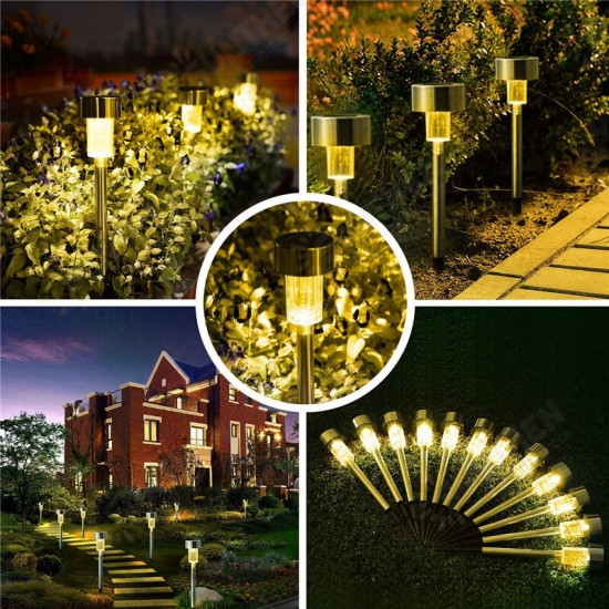 24PCS LED Solar Lawn Path Light Stainless Steel Waterproof Garden Landscape Lamp for Home Street Decor