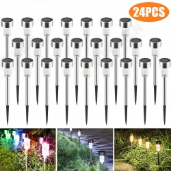 24PCS LED Solar Lawn Path Light Stainless Steel Waterproof Garden Landscape Lamp for Home Street Decor 24PCS LED Solar Lawn Path Light Stainless Steel Waterproof Garden Landscape Lamp for Home Street Decor