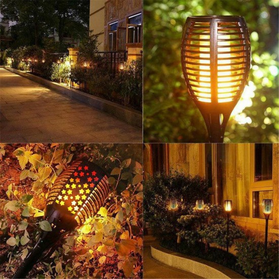33/51/66/96 LED Solar Torch Dance Flickering Flame Light Outdoor Yard Waterproof