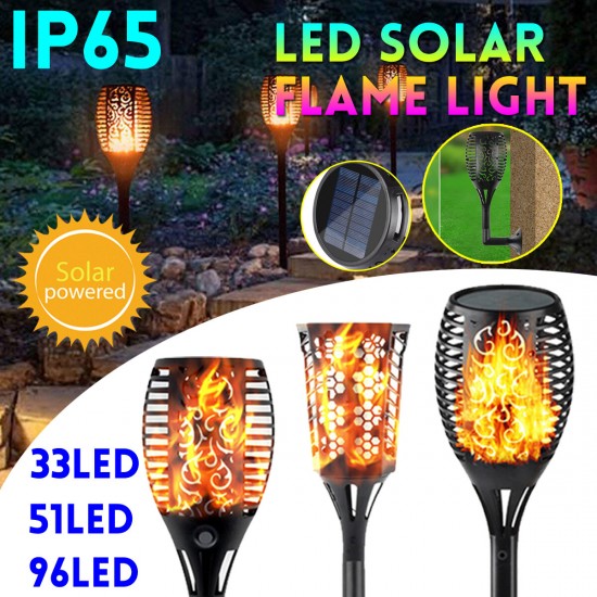 33/51/96 LED Solar Garden Flame Light Waterproof Flickering LED Torch Landscape Christmas Decorations Lamp